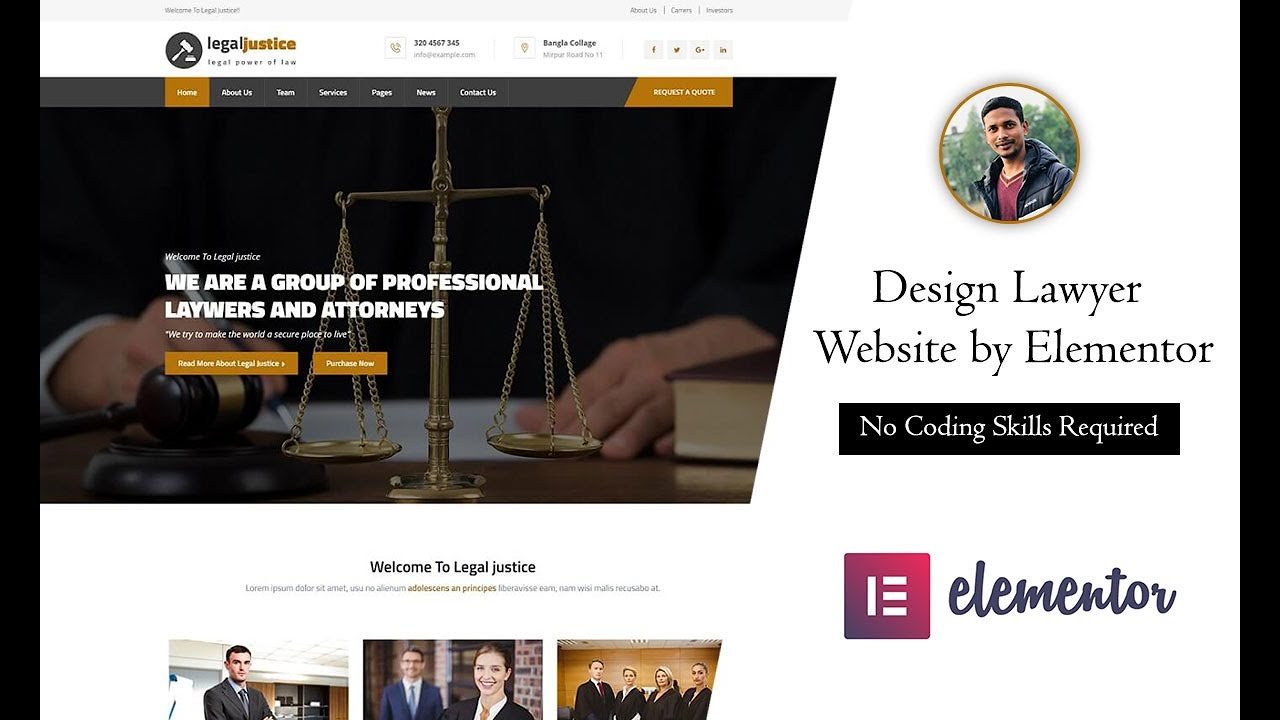Lawyer Firm Website Design with WordPress Elementor Page Builder
