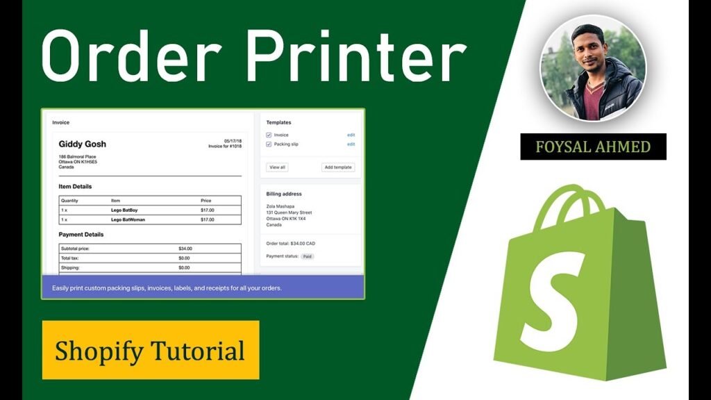 How to print order invoice on Shopify